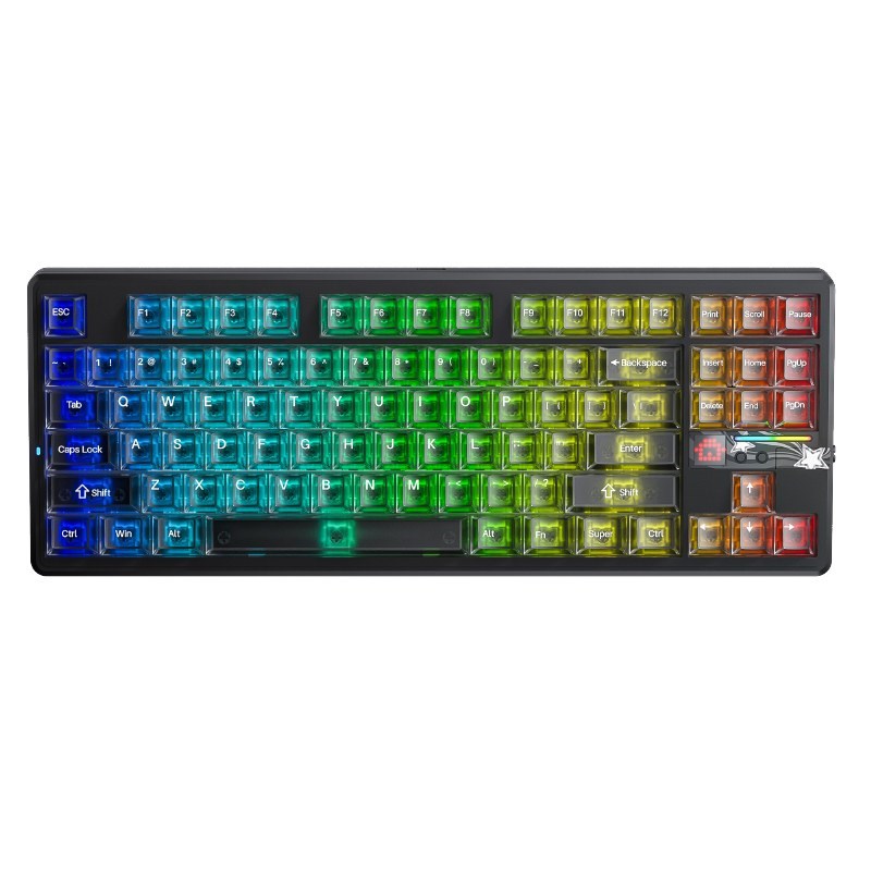 aula gasket f87 pro v2 black mist transparent leobog x3 rgb keyboard