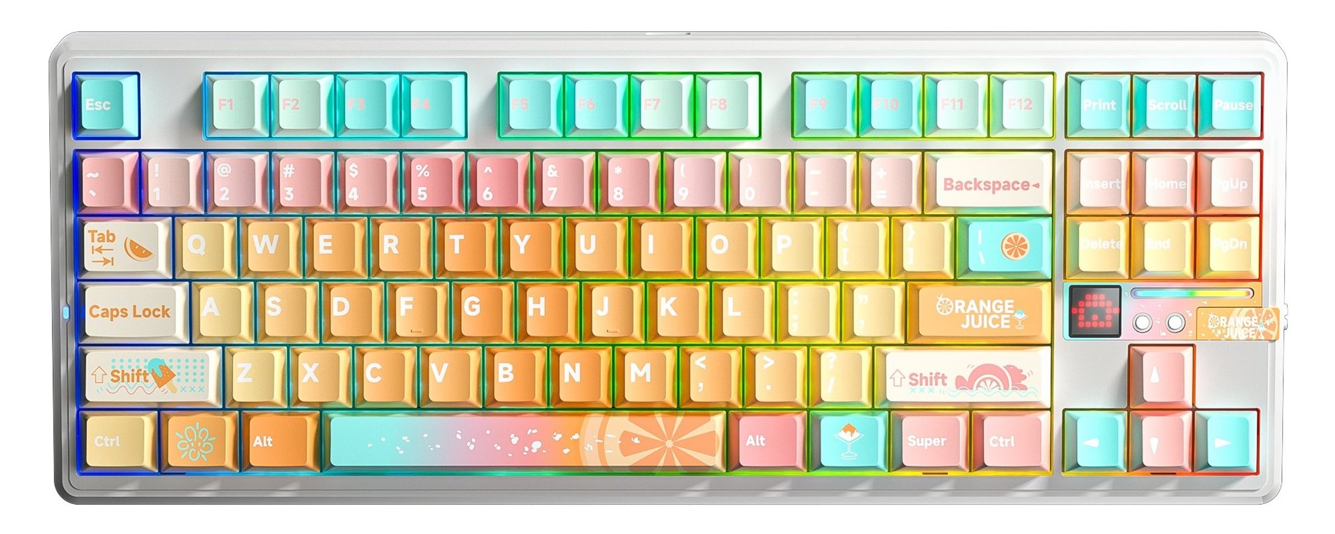 aula gasket f87 pro v2 orange soda kailh meteorite ice cream rgb keyboard
