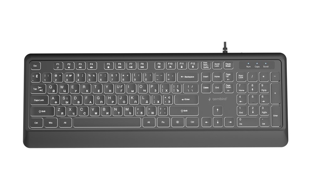 gembird kb uml 04 cyrl slim wired backlight keyboard black cyrillic layout