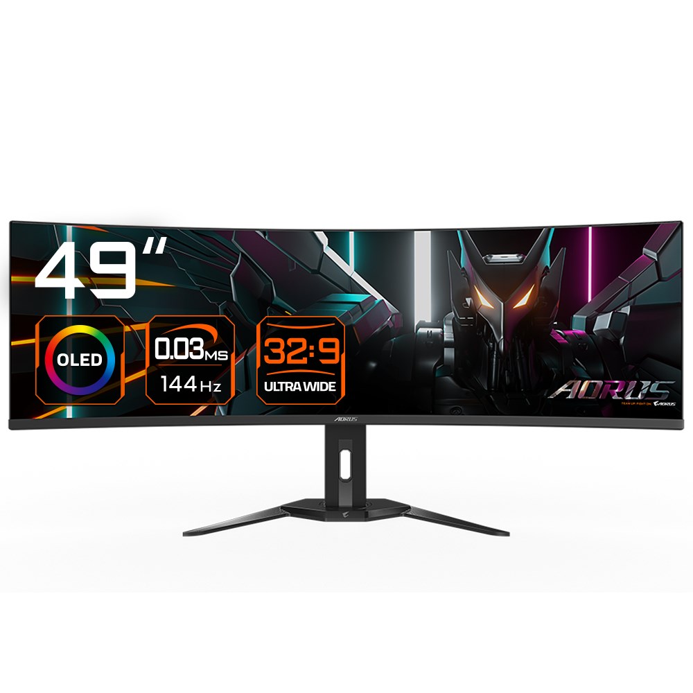 gigabyte co49dq oled curved gaming monitor 5120x1440dqhd 1800r 144hz 0 03ms kvm freesync premium pro hdmi 2 1 gigabyte co49dq oled curved gaming monitor 5120x1440dqhd 1800r 144hz 0 03ms kvm freesync premium pro hdmi 2 1