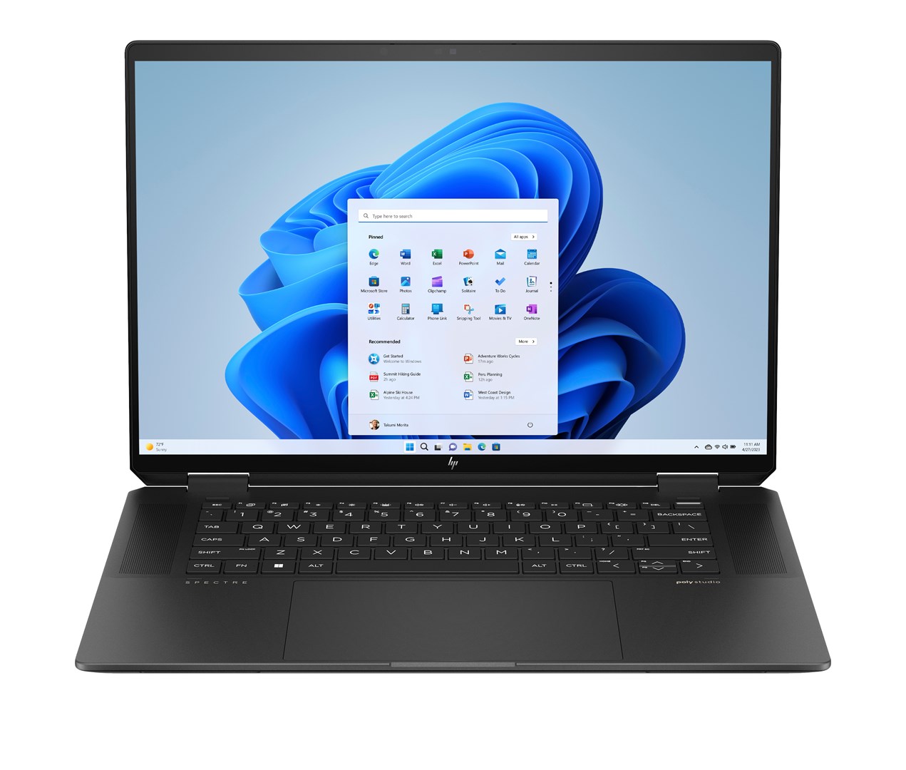 hp spectre x360 16 aa0233nw intel core ultra 7 155h 2 in 1 convertible 40 6 cm 16 3k touchscreen 16 gb lpddr5x sdram 1 tb ssd nvidia geforce rtx 4050 wi fi 7 802 11be windows 11 pro ai p