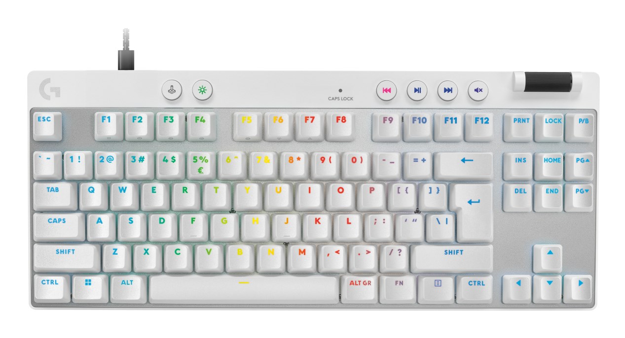 logitech g pro x tkl rapid keyboard gaming usb qwerty us international white