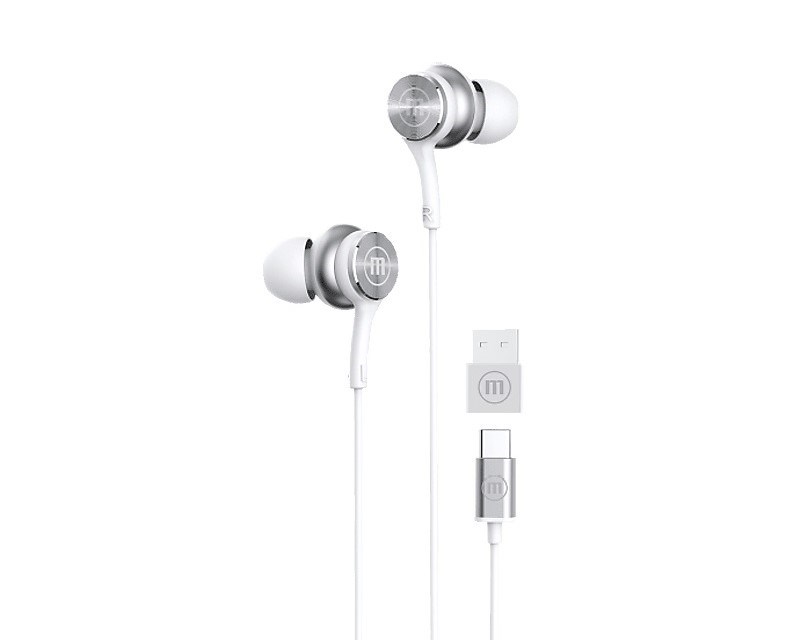 maxell xc1 usb c wired headphones with usb a adapter white