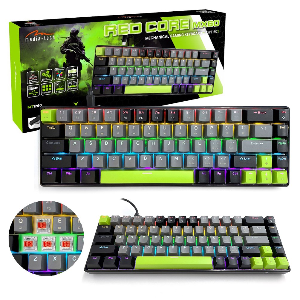 mechanical keyboard 60 red core mx60 mt1260