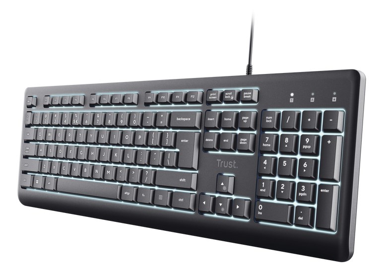 trust primo beleuchtete keyboard home office usb qwerty us english black