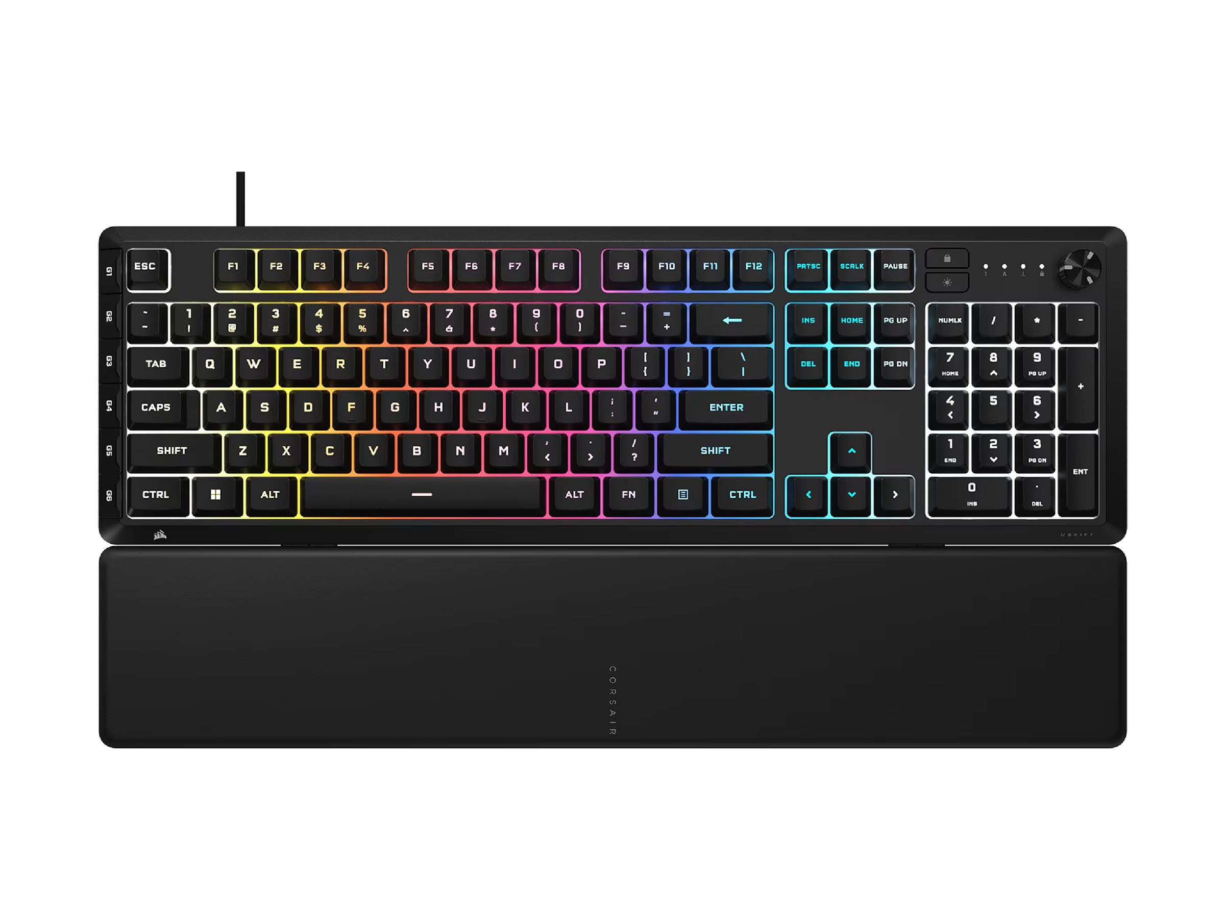 corsair skiff 100 plus wired rgb membrane gaming keyboard 10 zoned rgb led