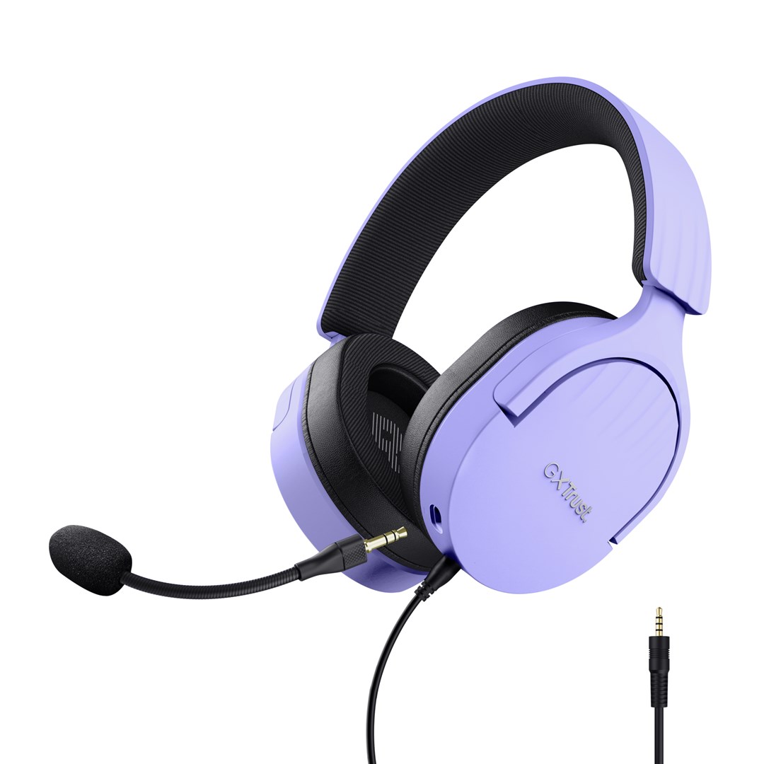 trust gxt 489p fayzo headset wired head band gaming black purple